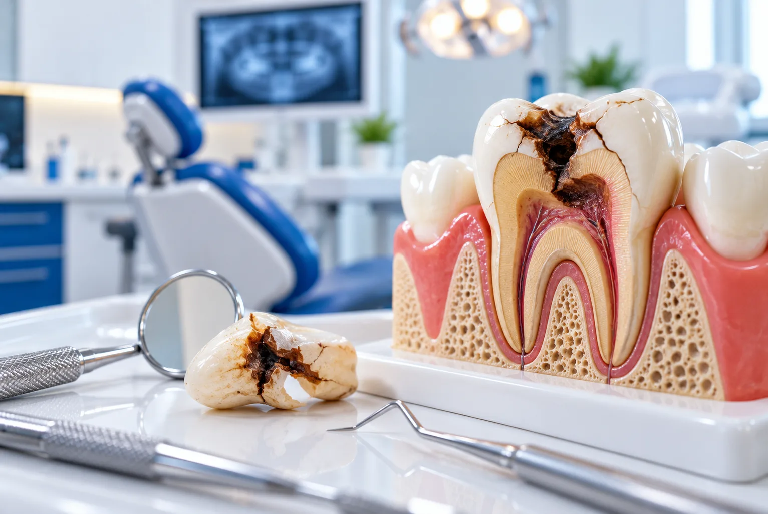 A tooth is damaged, cracked or heavily decayed
